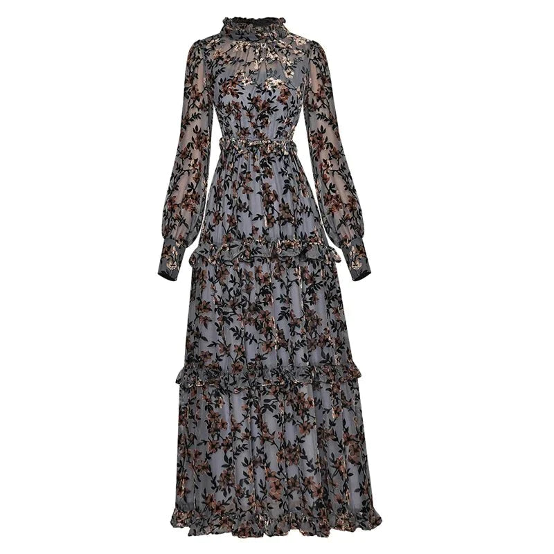 Vintage Modré Květinové Šaty 40. Let