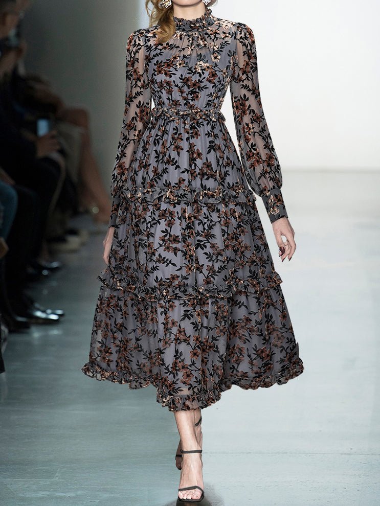 Vintage Modré Květinové Šaty 40. Let