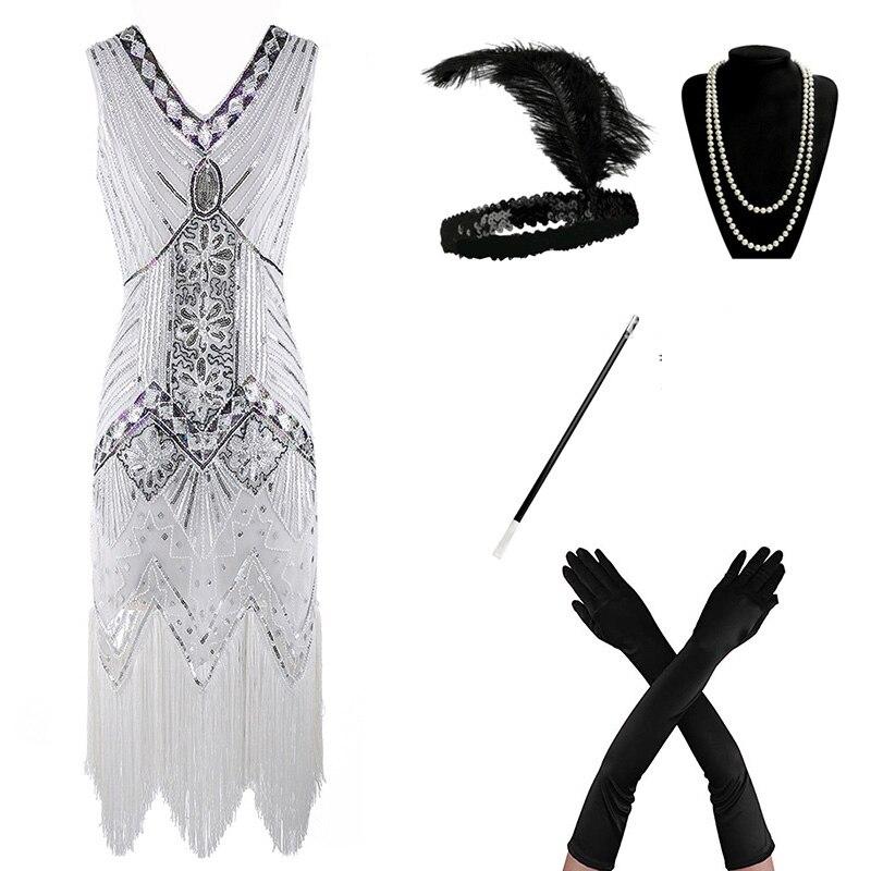 Šaty Charleston 20. Let Bílé