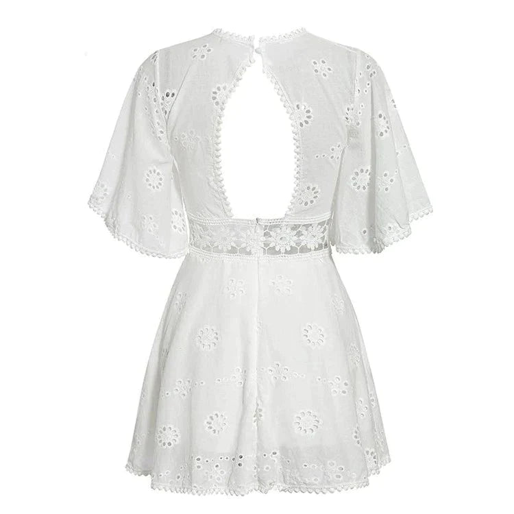 Drobné Bílé Hippie Šaty Ze 70. Let