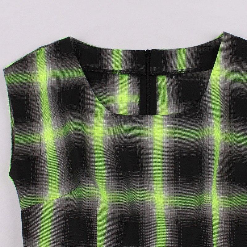 Vintage Kostkované Šaty Bez Rukávů