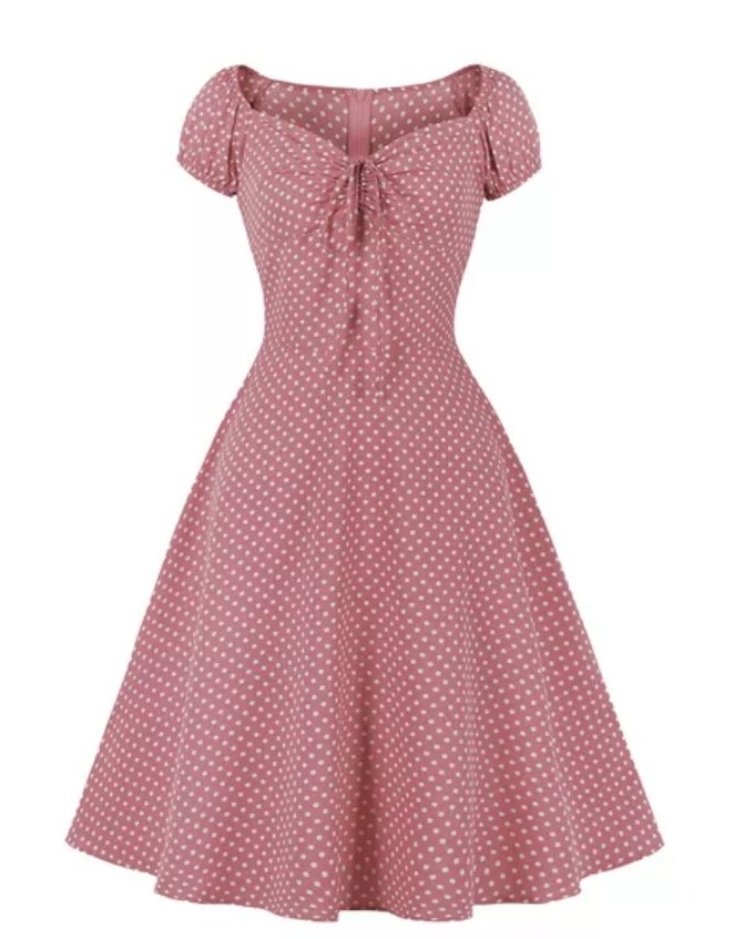 Vintage Červené Puntíkované Otevřené Šaty