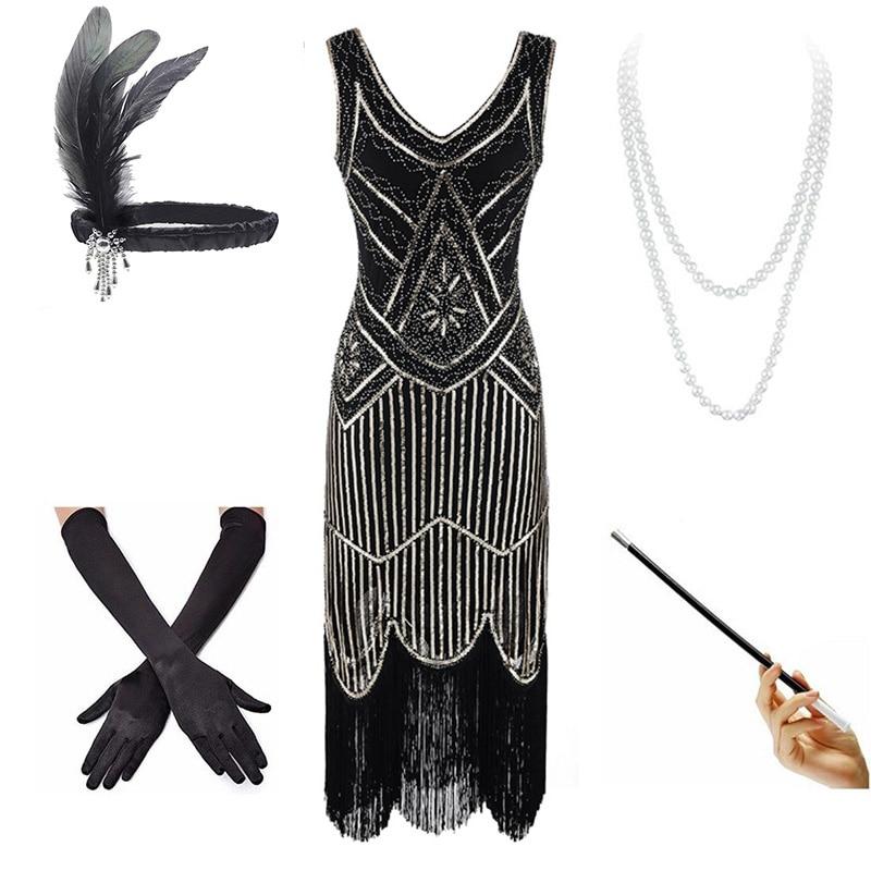 Vintage Černé A Zlaté Šaty 20. Let