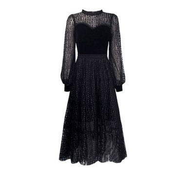 Vintage Elegantní Krajkové Šaty 40. Let Černé