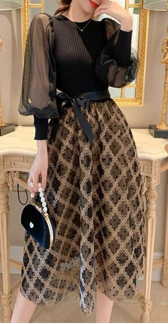 Vintage Černé Kostkované Šaty Ze 40. Let