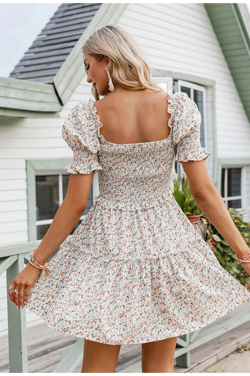 Vintage Šaty S Čtvercovým Límcem