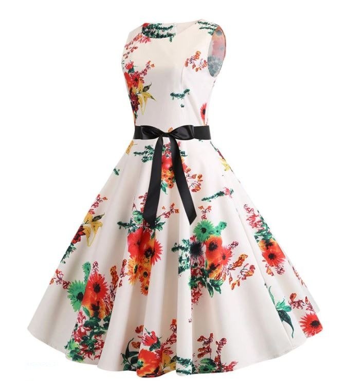 Béžové A Růžové Vintage Rozšířené Šaty