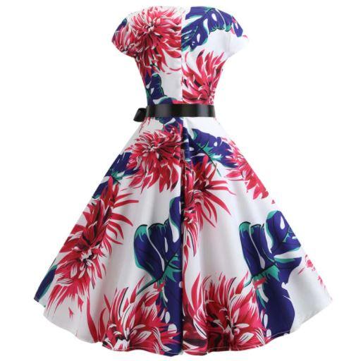 Vintage Rozšířené Šaty S Velkými Květy