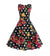 Vintage Námořnické Polka Dot Květiny Rozšířené Šaty