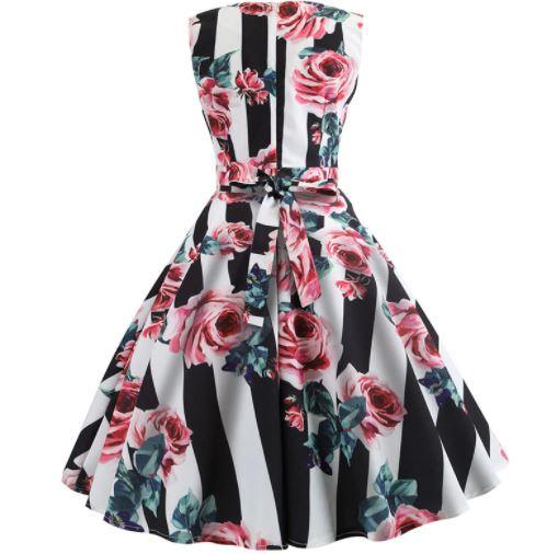 Vintage Růžově Rozšířené Šaty