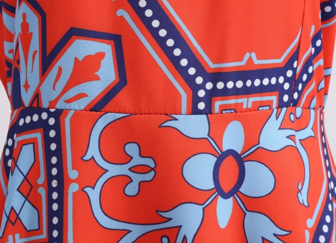 Vintage Červené Květy Rozšířené Šaty