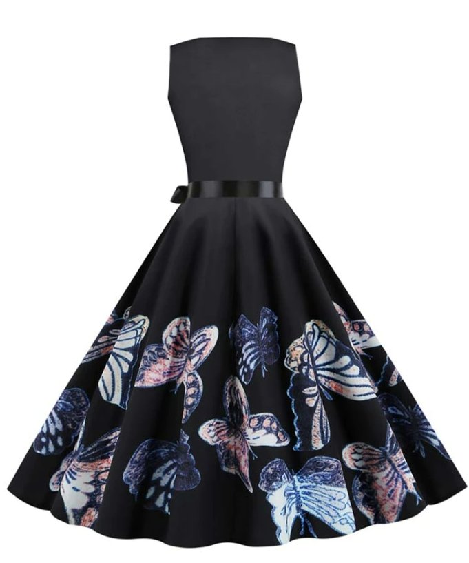 Vintage Fialové Rozšířené Šaty