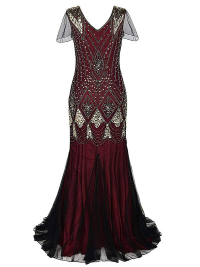 Vínové Dlouhé Šaty Gatsby Haute Couture