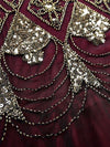 Vínové Dlouhé Šaty Gatsby Haute Couture