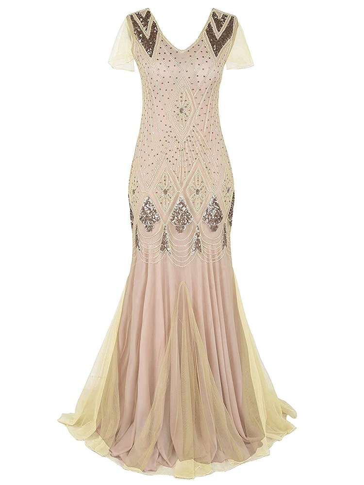 Ivory Haute Couture Dlouhé Šaty Gatsby
