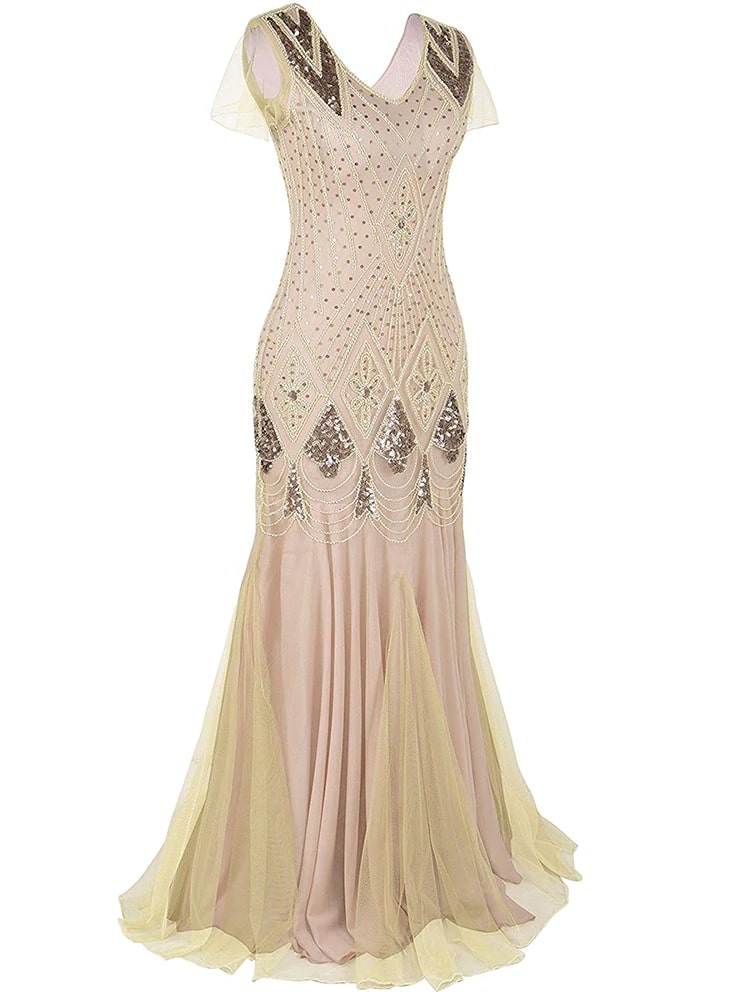 Ivory Haute Couture Dlouhé Šaty Gatsby