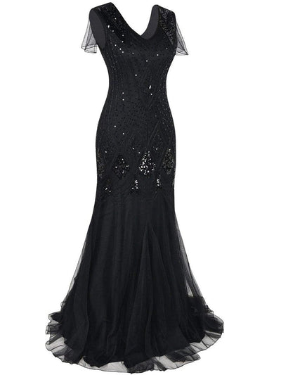 Dlouhé Černé Šaty Haute Couture Gatsby