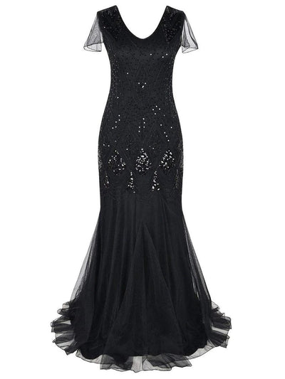 Dlouhé Černé Šaty Haute Couture Gatsby