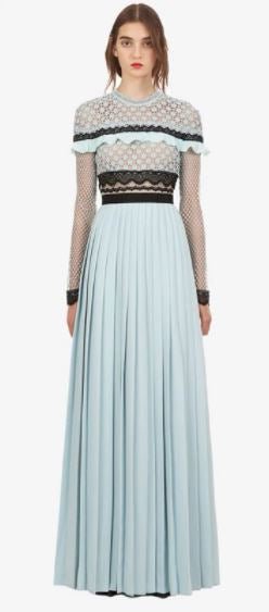 Dlouhé Vintage Modré Volánové Šaty