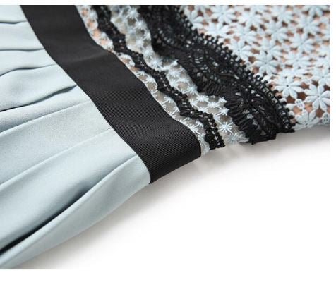 Dlouhé Vintage Modré Volánové Šaty