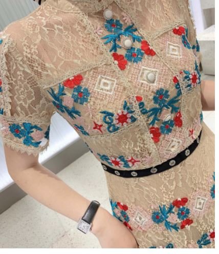 Dlouhé Šaty S Volánky Vintage Champagne