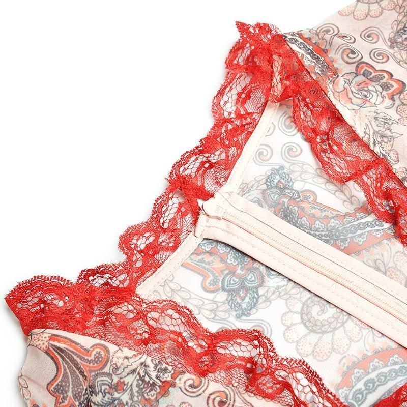 Červené Vintage Krajkové Šaty