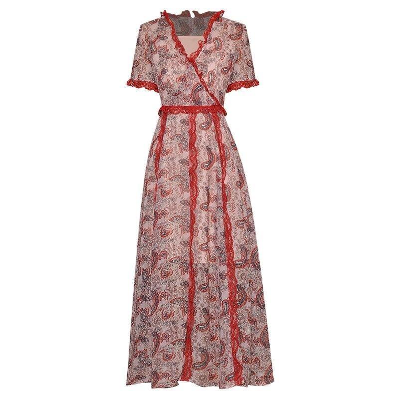 Červené Vintage Krajkové Šaty