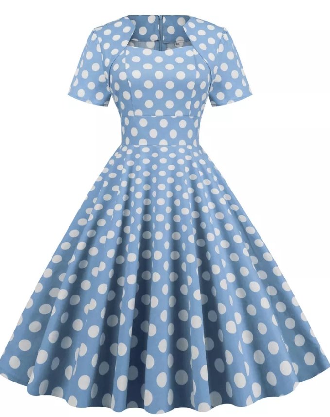 Modré Šaty Ve Vintage Stylu 50. Let