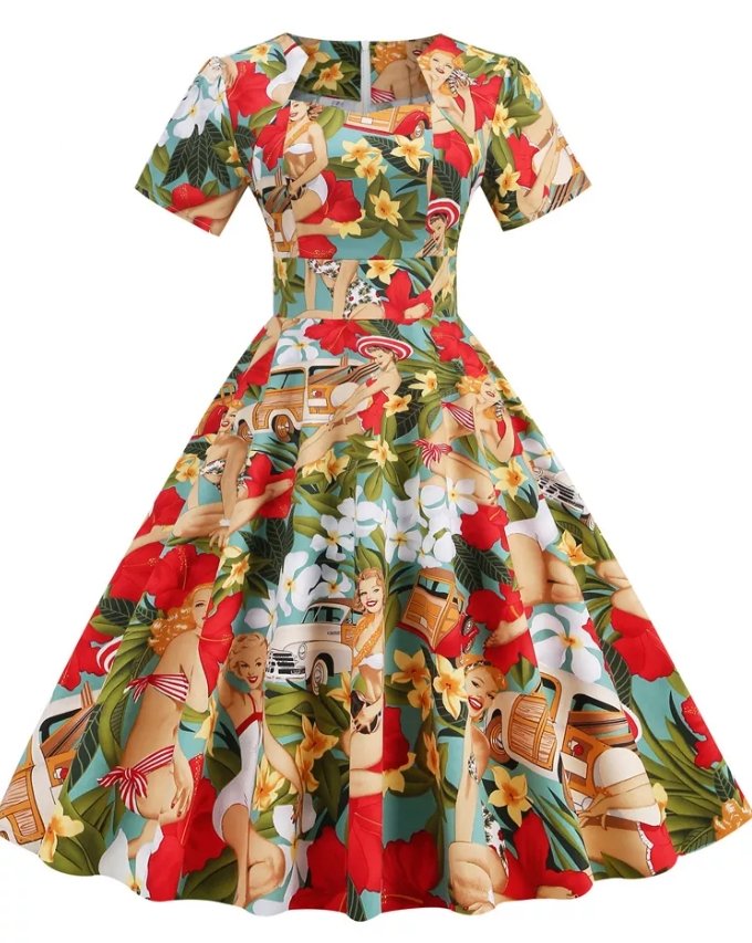 Šaty Ve Stylu Vintage Patchwork 50. Let
