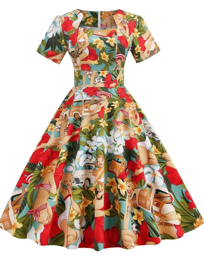 Šaty Ve Stylu Vintage Patchwork 50. Let