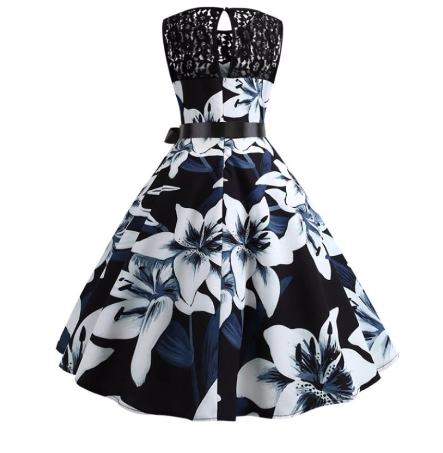 Vintage Černé A Bílé Trapézové Šaty