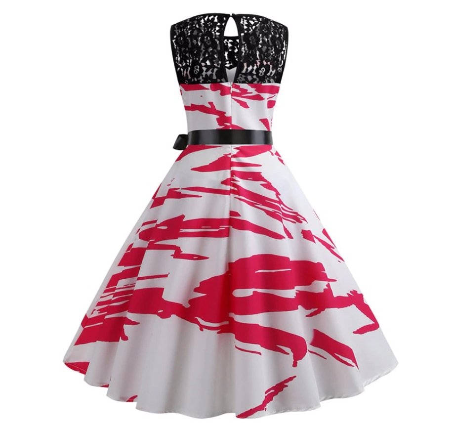 Vintage Červené A Bílé Trapézové Šaty