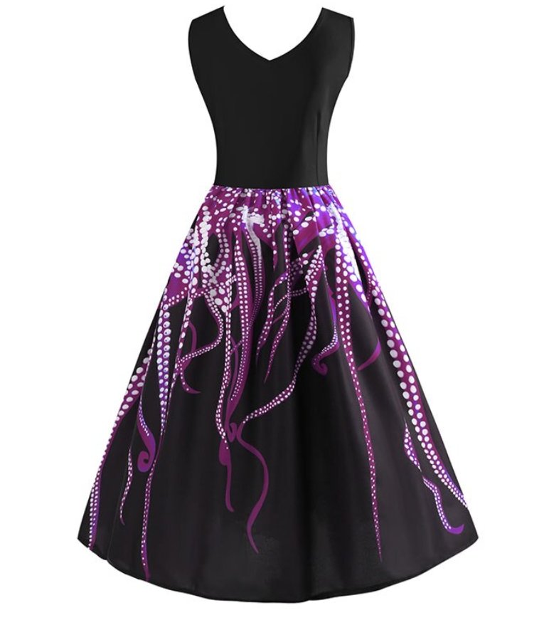 Vintage Šaty Bez Rukávů A-Line