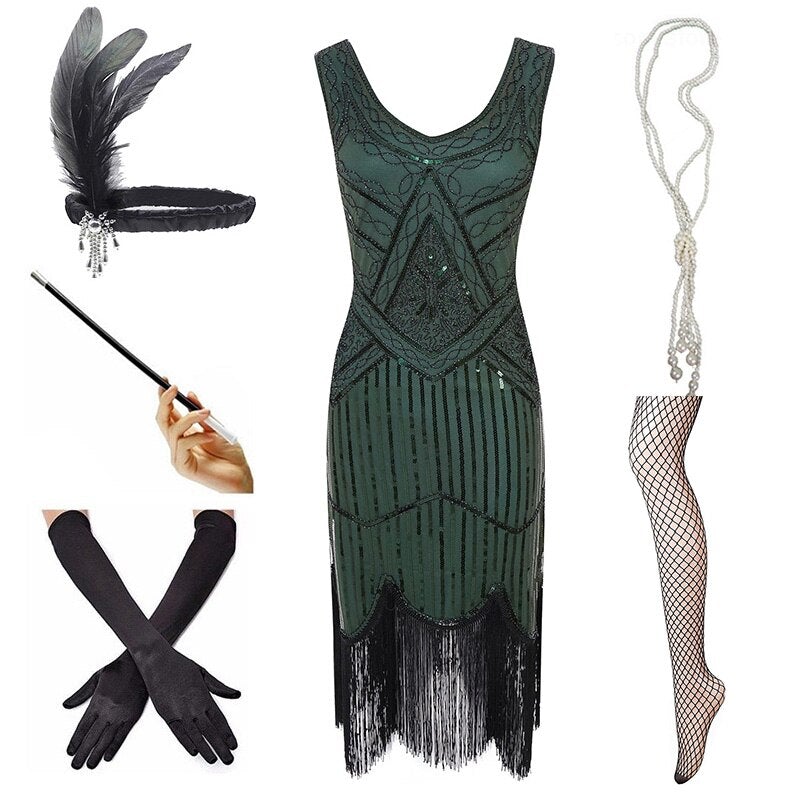 Vintage 1920 Dres Green