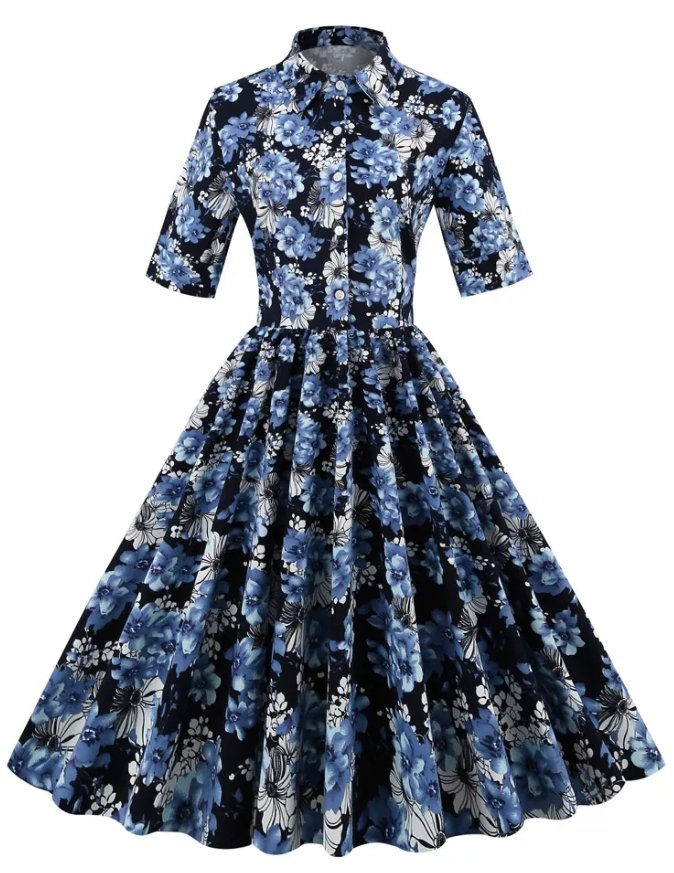 Vintage 1950 Dres Blue