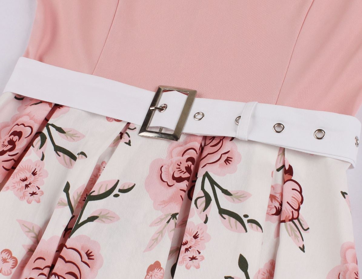 Vintage Růžové Šaty 50. Let Větší Velikosti