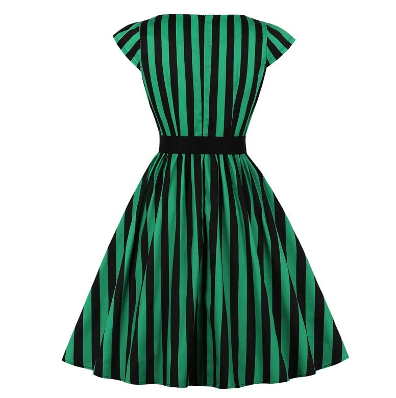 Vintage Pruhované Šaty Větší Velikosti 50. Let