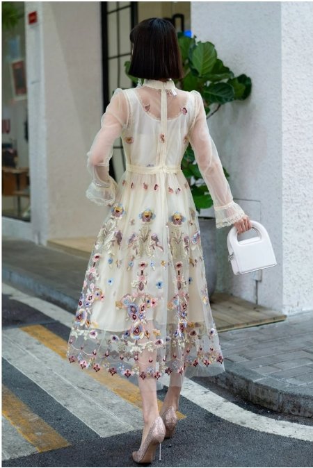 Vintage Šampaňské Dlouhé Šaty Ze 40. Let