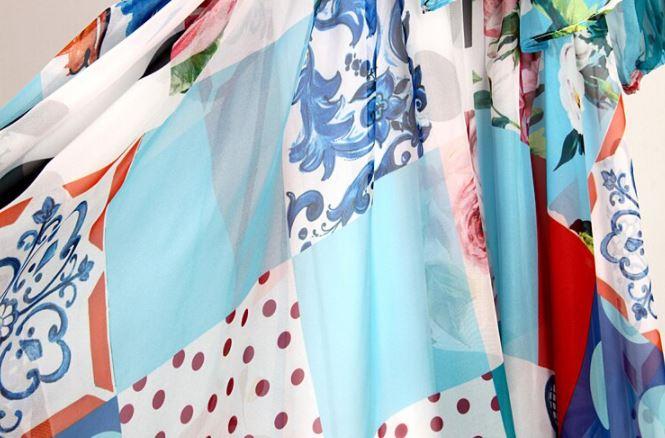 Vintage Dlouhé Patchworkové Šaty Ze 40. Let