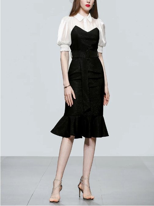 Vintage Černé Šaty S Vysokým Pasem Ze 40. Let