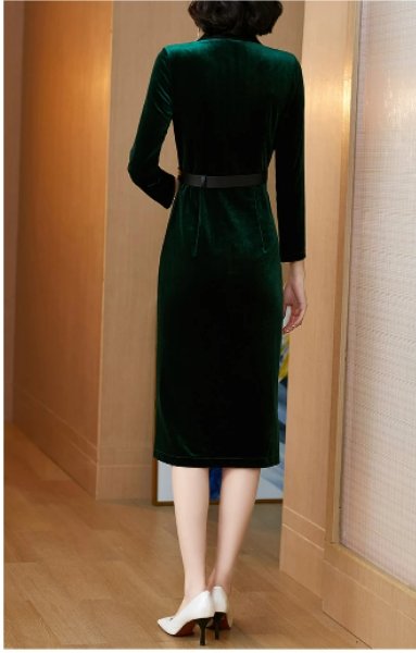 Vintage Zelené Sametové Šaty Ze 40. Let