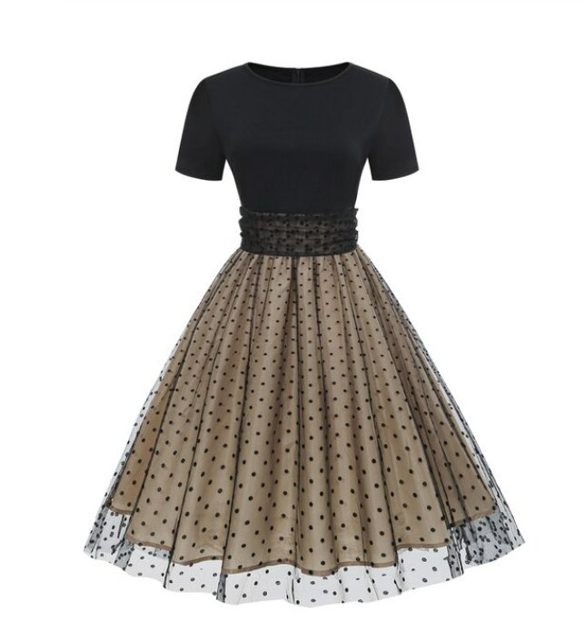 Preppy Vintage Šaty Černé