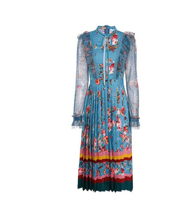 Vintage Porcelánově Modré Šaty