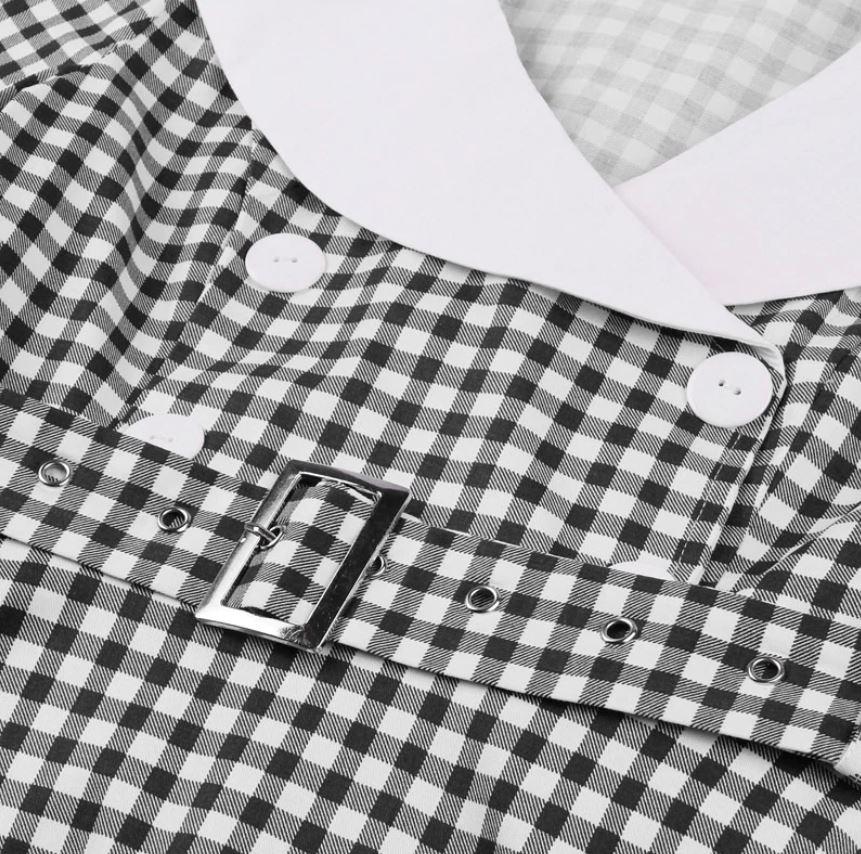 Vintage Černé Kostkované Šaty