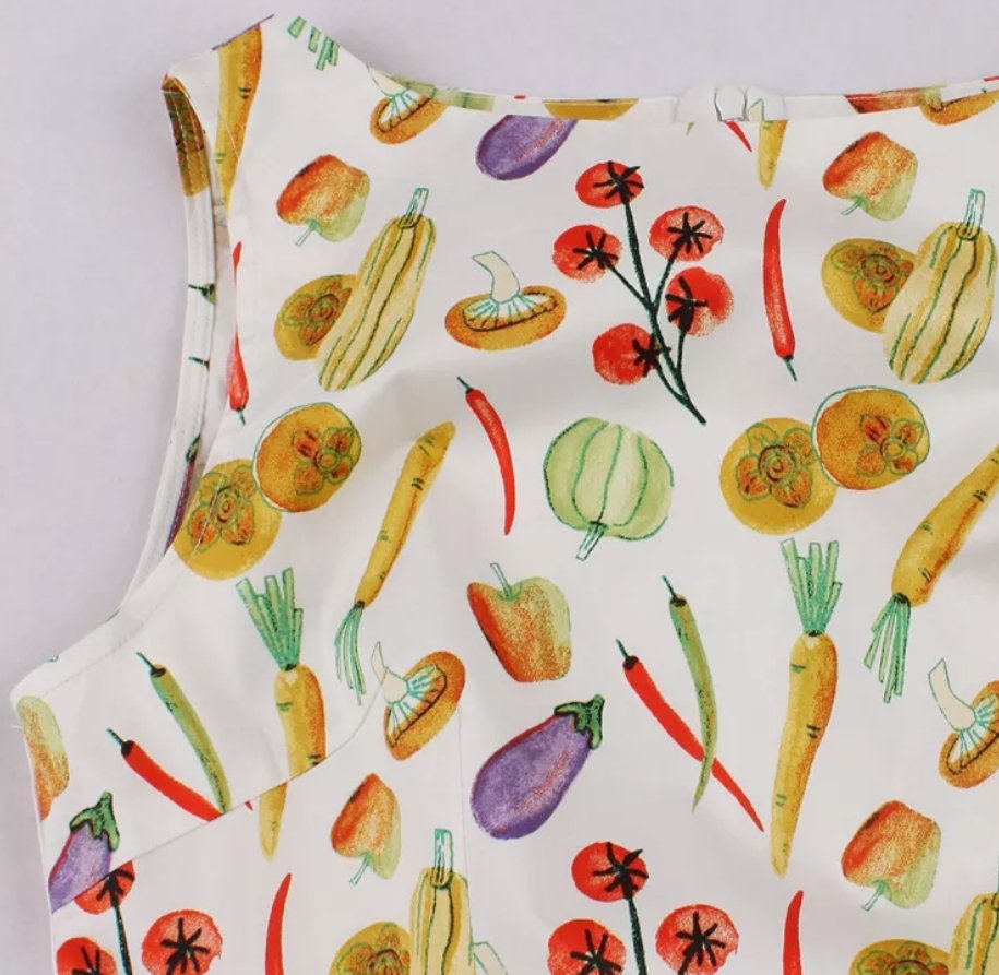 Vintage Kulatý Výstřih Šaty Krémové Květiny