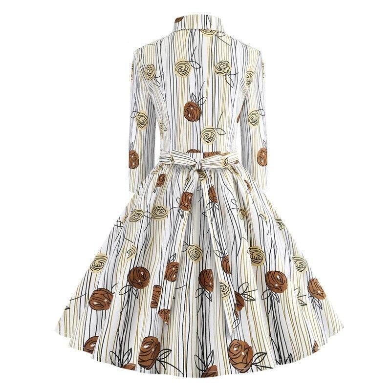 Vintage Šaty Kreslení Dlouhé Rukávy