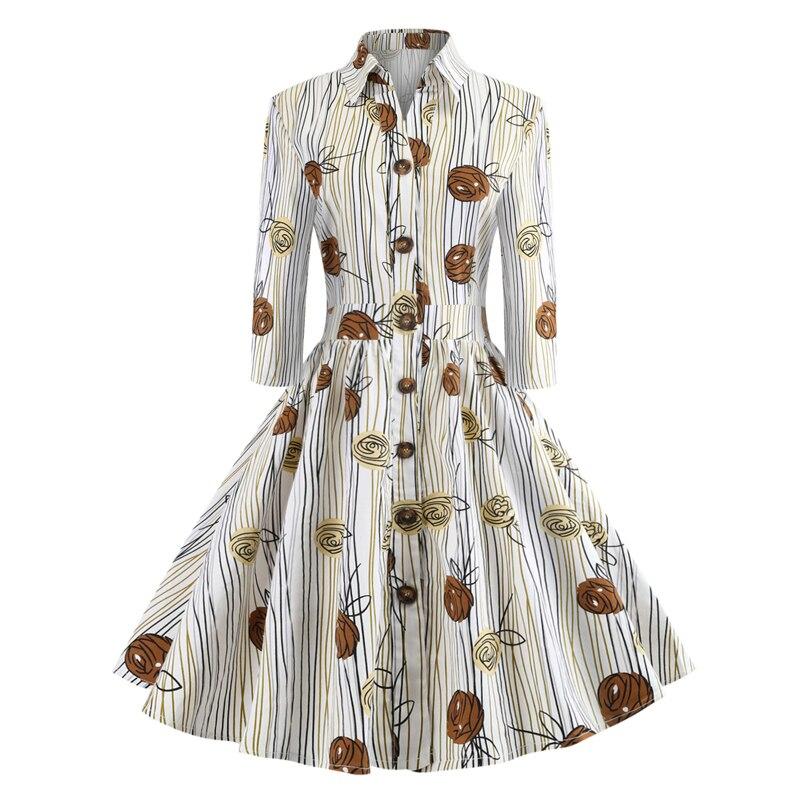 Vintage Šaty Kreslení Dlouhé Rukávy