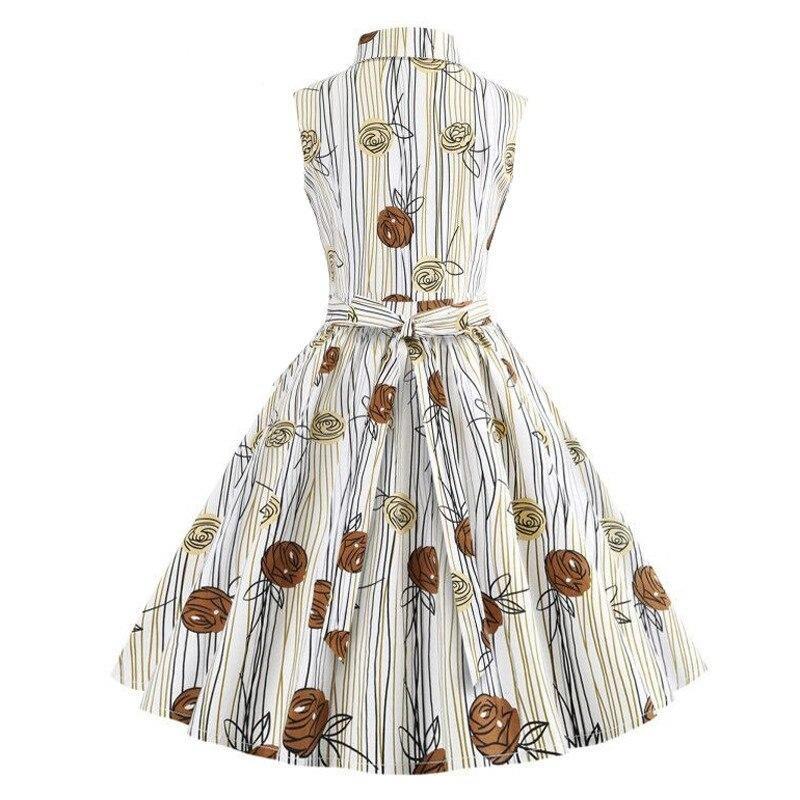 Vintage Kreslené Šaty Bez Rukávů