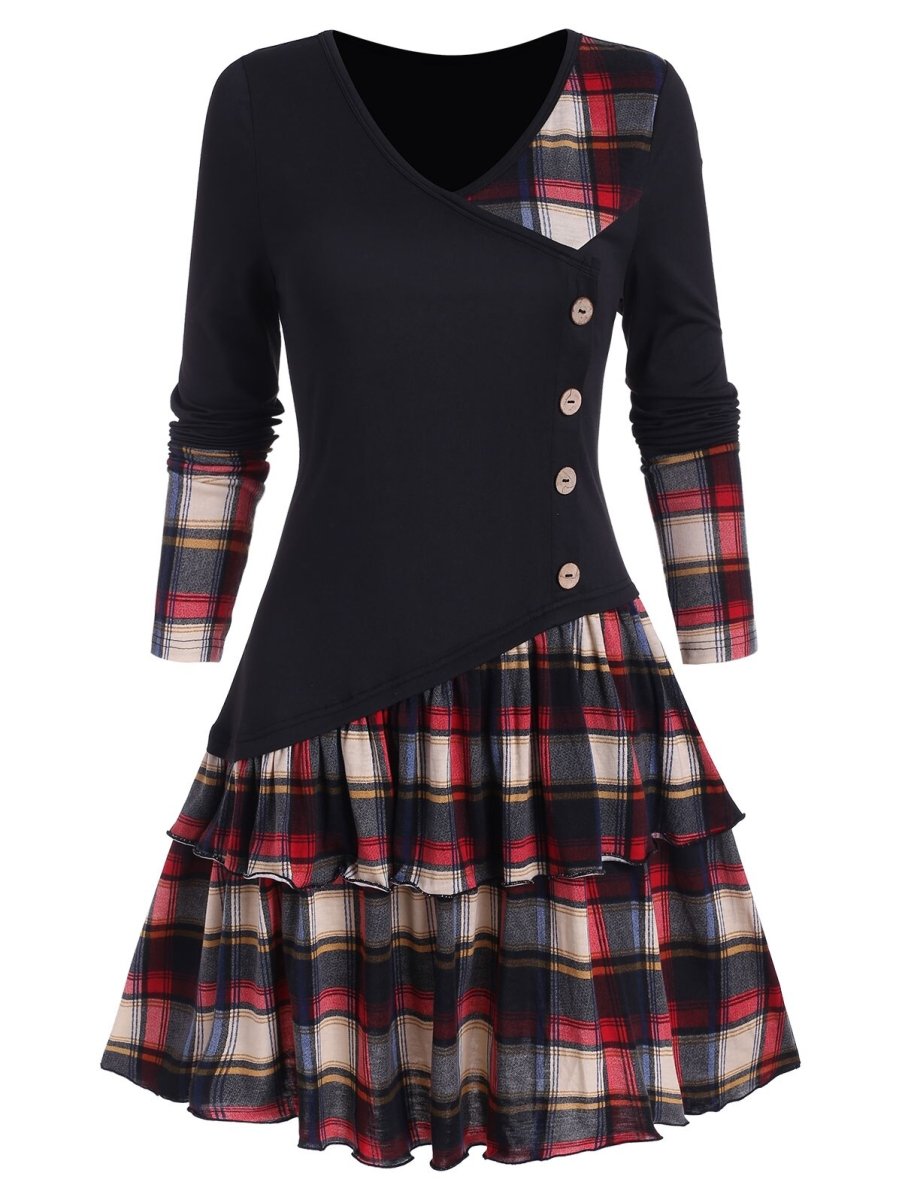 Vintage Černé Skotské Šaty
