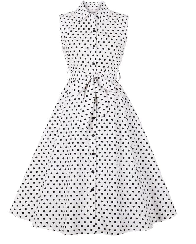 Vintage Černé A Bílé Dámské Šaty